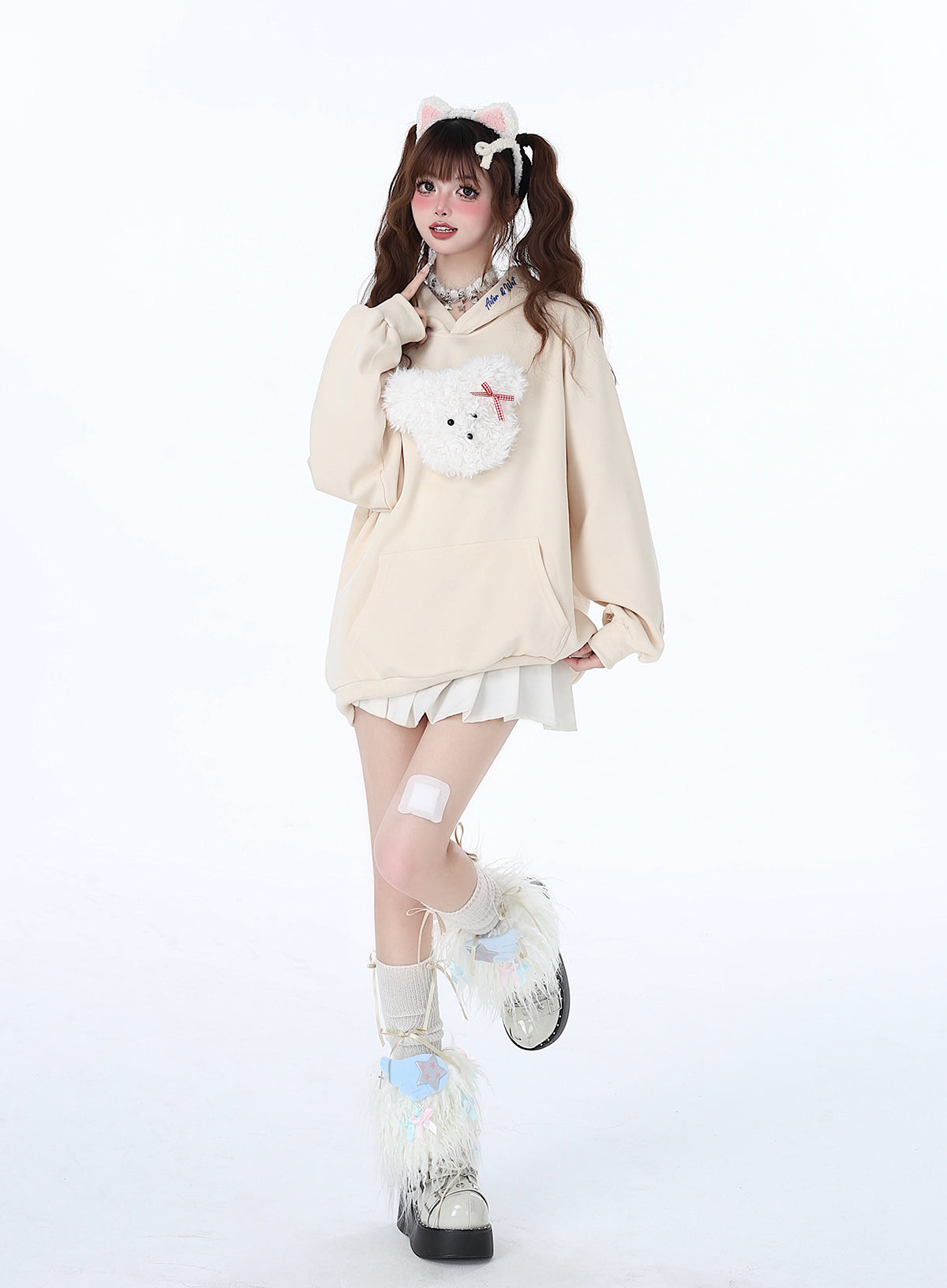 Sweat à capuche couleur pastel lapin Morabito Loose