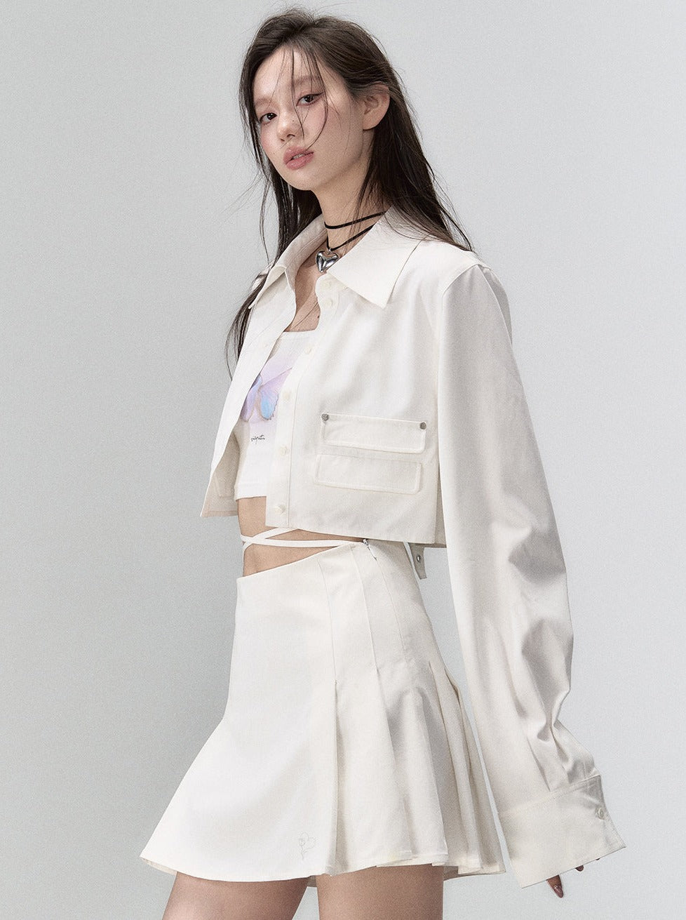 Jupe tendance deux pièces veste manteau + short