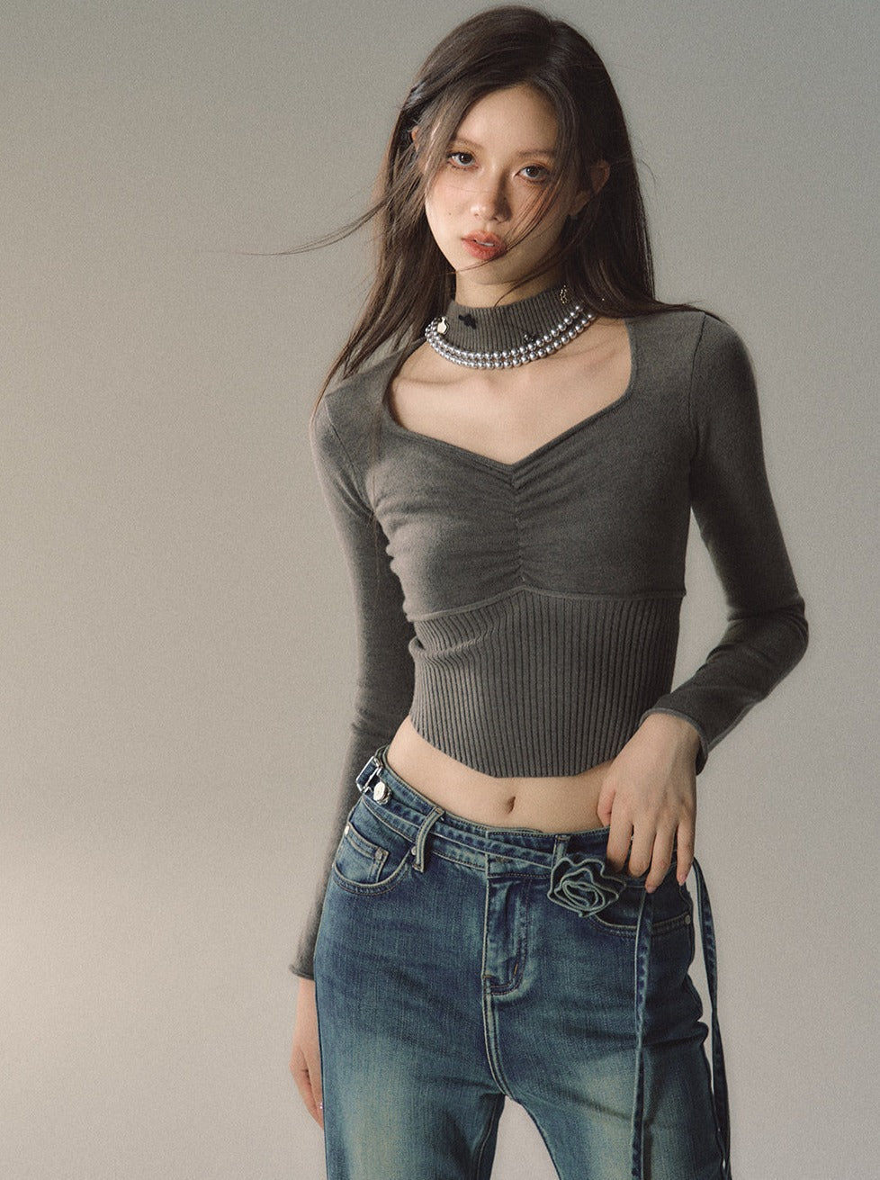 Neck Neck Waist Slim Halter Square Top