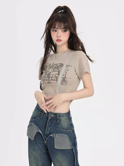 T-Shirt mit Reißverschluss American Street