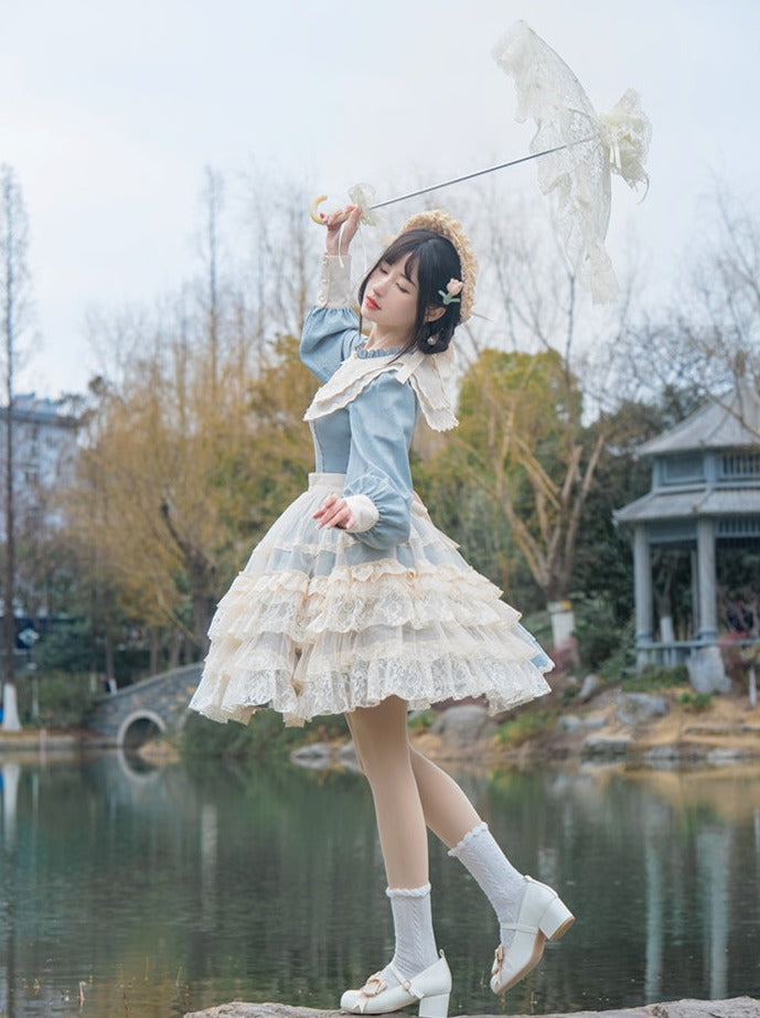 Lolita + Cover Cla Skirt Flower Dress Elegant Elegant