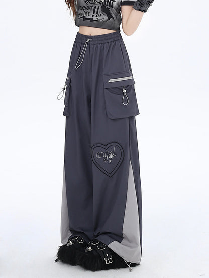 Pantalon cargo couleur contrastée avec cordon de serrage