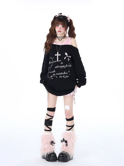 Haut deux pièces à épaules dénudées, style décontracté et cool, effet faux-sucré, pour une fille adorable