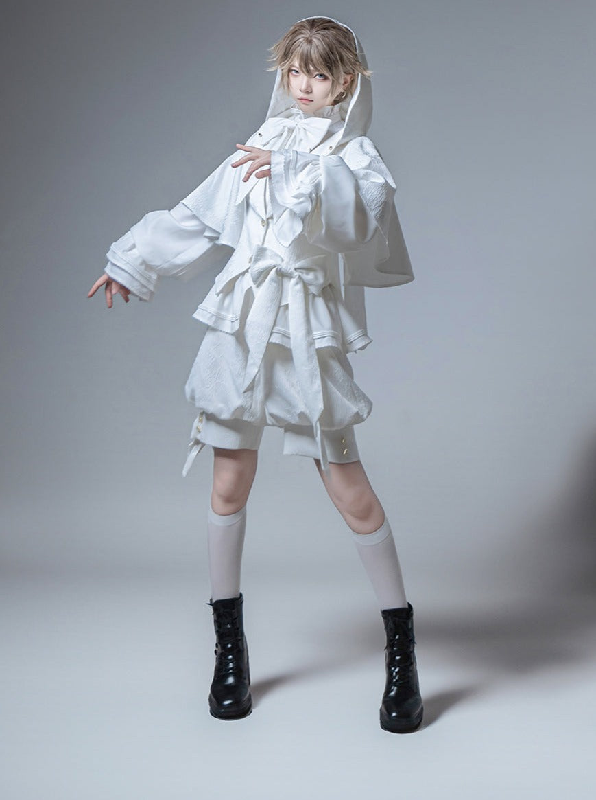 Hooded + Shorts Bunny Pants + Balloon Long Coat Prince