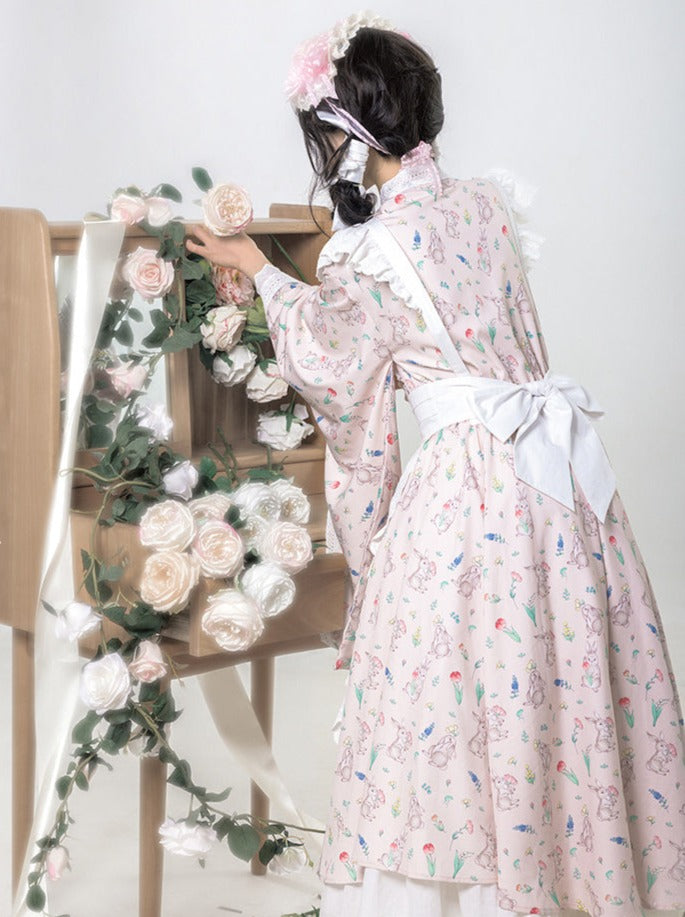 Ensemble jupe tablier japonaise Lolita à imprimé Maid