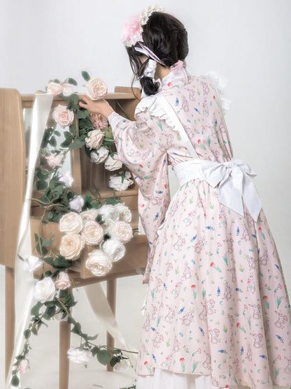 Ensemble jupe tablier japonaise Lolita à imprimé Maid