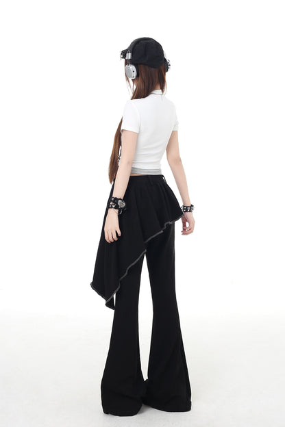 pants slim Lace-up flare long