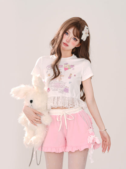 Fit Tops Sommer Spitze Slim Short