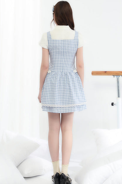 Sweet Check Blue College Dress