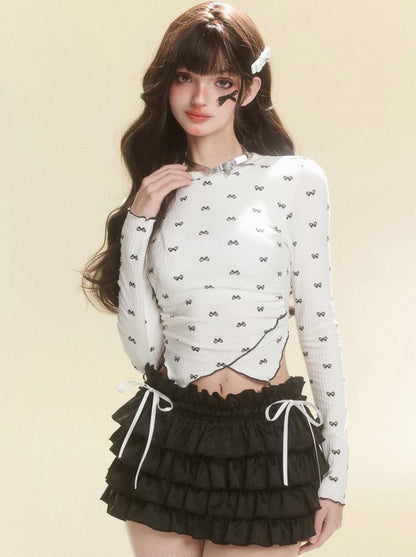 Lace-up Ribbon Slim Bag Top