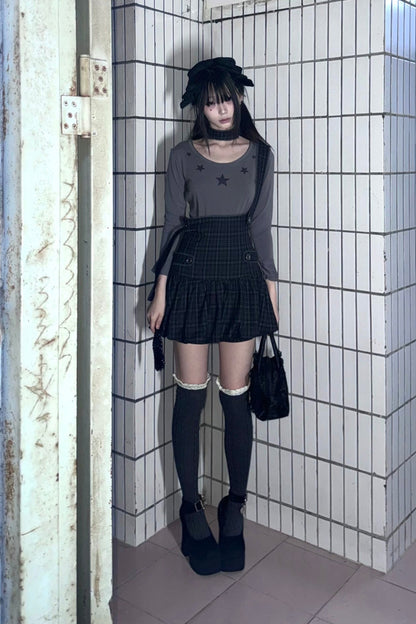 Skirt Suspender + Inner Plaid Tutu Pants