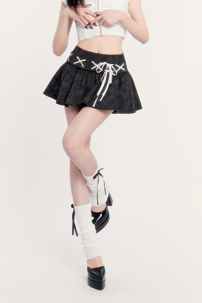 Taille Spitze Hemd Rock Hohe Slim Flared Up +