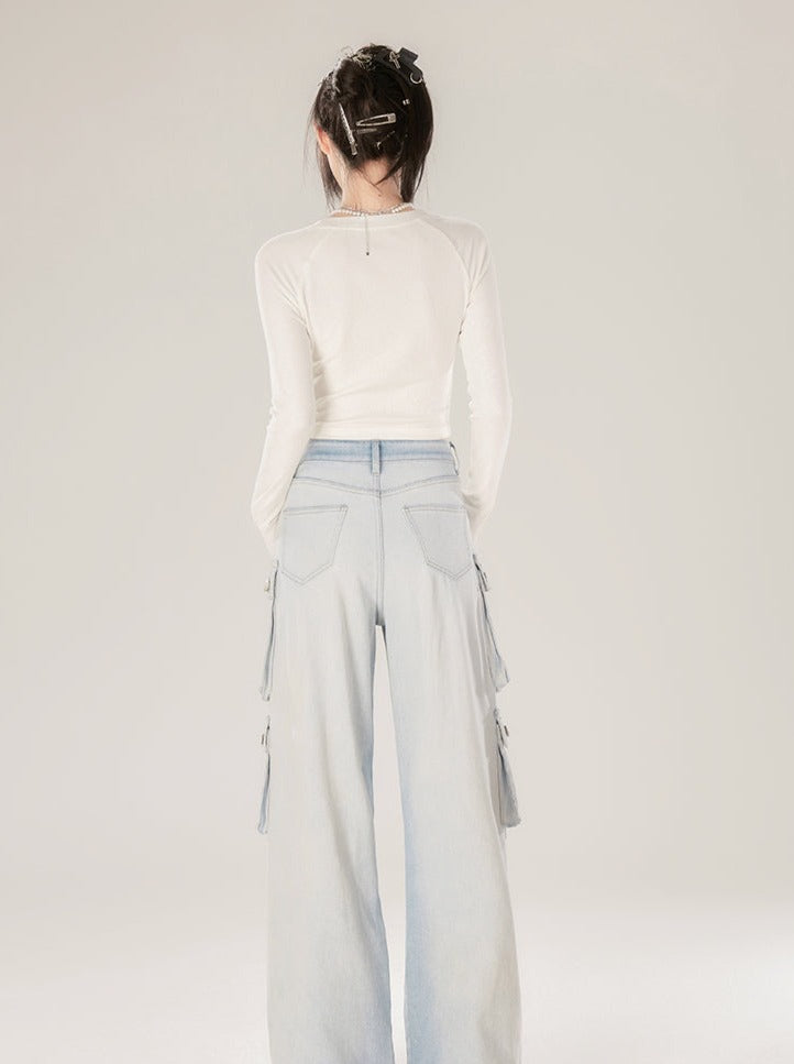 Cargo Denim Blue  Pants Light