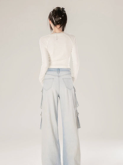 Cargo Denim Blue  Pants Light