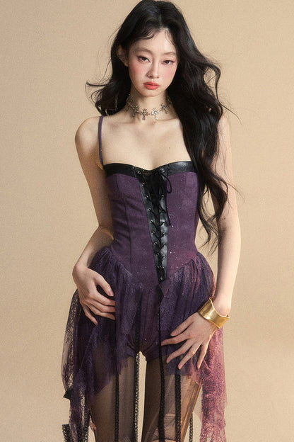 Dress Dark Halter Lace French