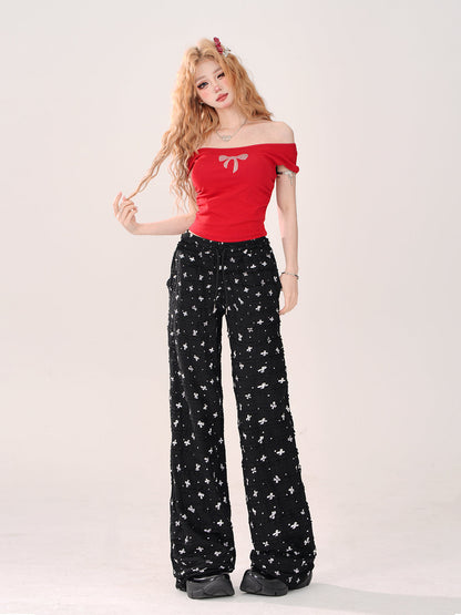 Loose Ribbon Cool Casual Pants