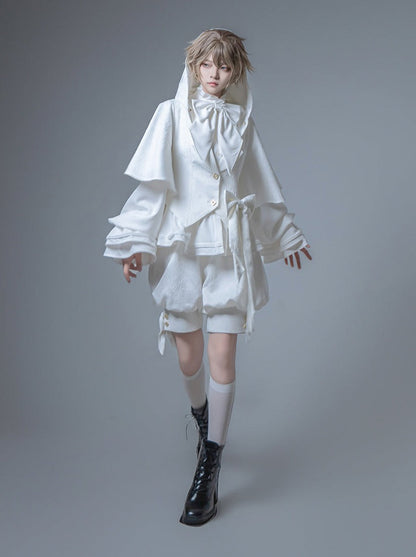 Hooded + Shorts Bunny Pants + Balloon Long Coat Prince