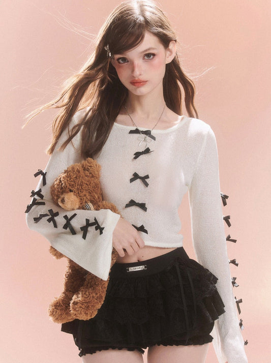 Chic Girly Top Sweet Ribbon French