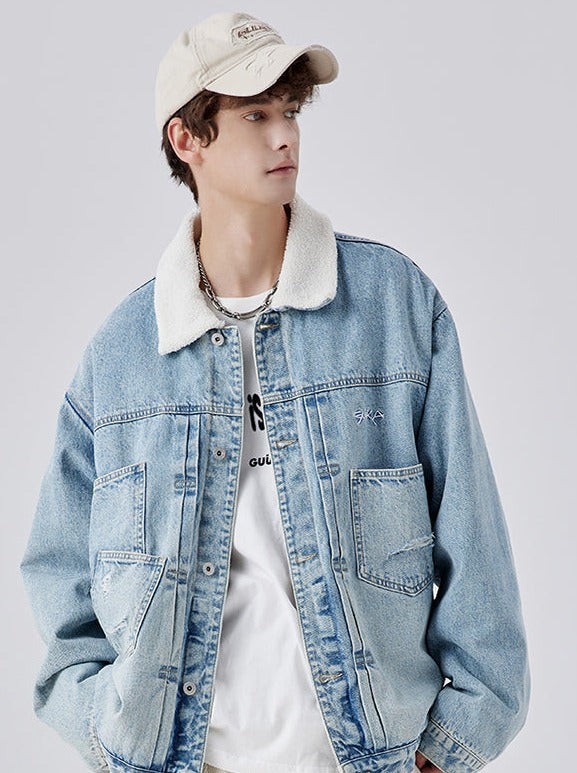Sherpa-Jacke Denim Blau Hell