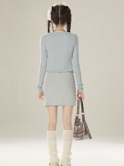 French Floral Dress Cardigan Suspender Short