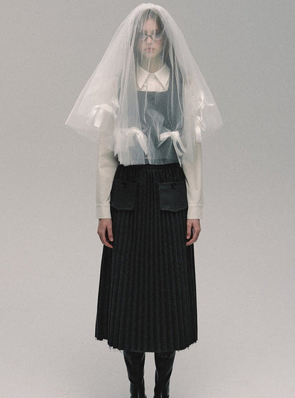 Gray College Long Skirt Best Bethi Barka Pleated