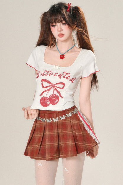 Milky Slim Sweet T-Shirt Cherry