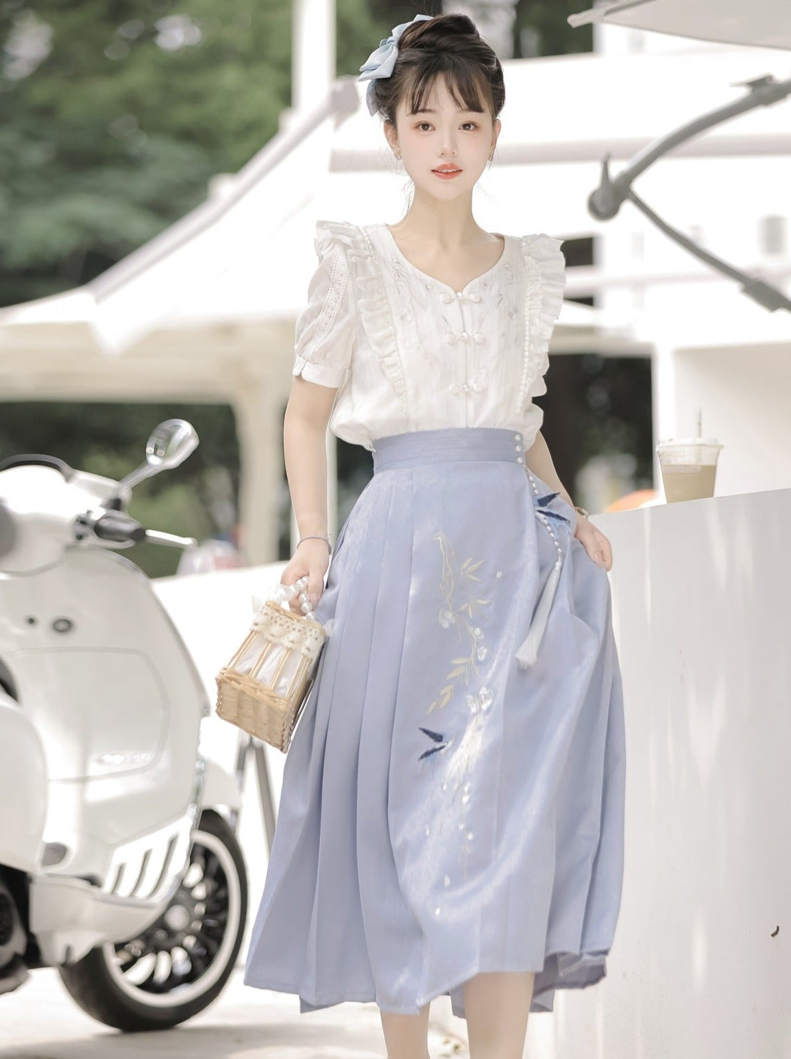 Summer Pleated Skirt Retro Ruffle Top Design China