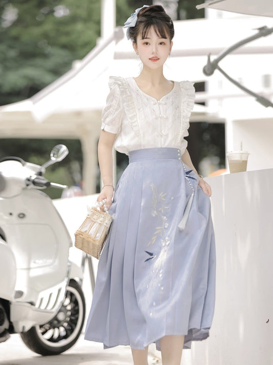 Summer Pleated Skirt Retro Ruffle Top Design China