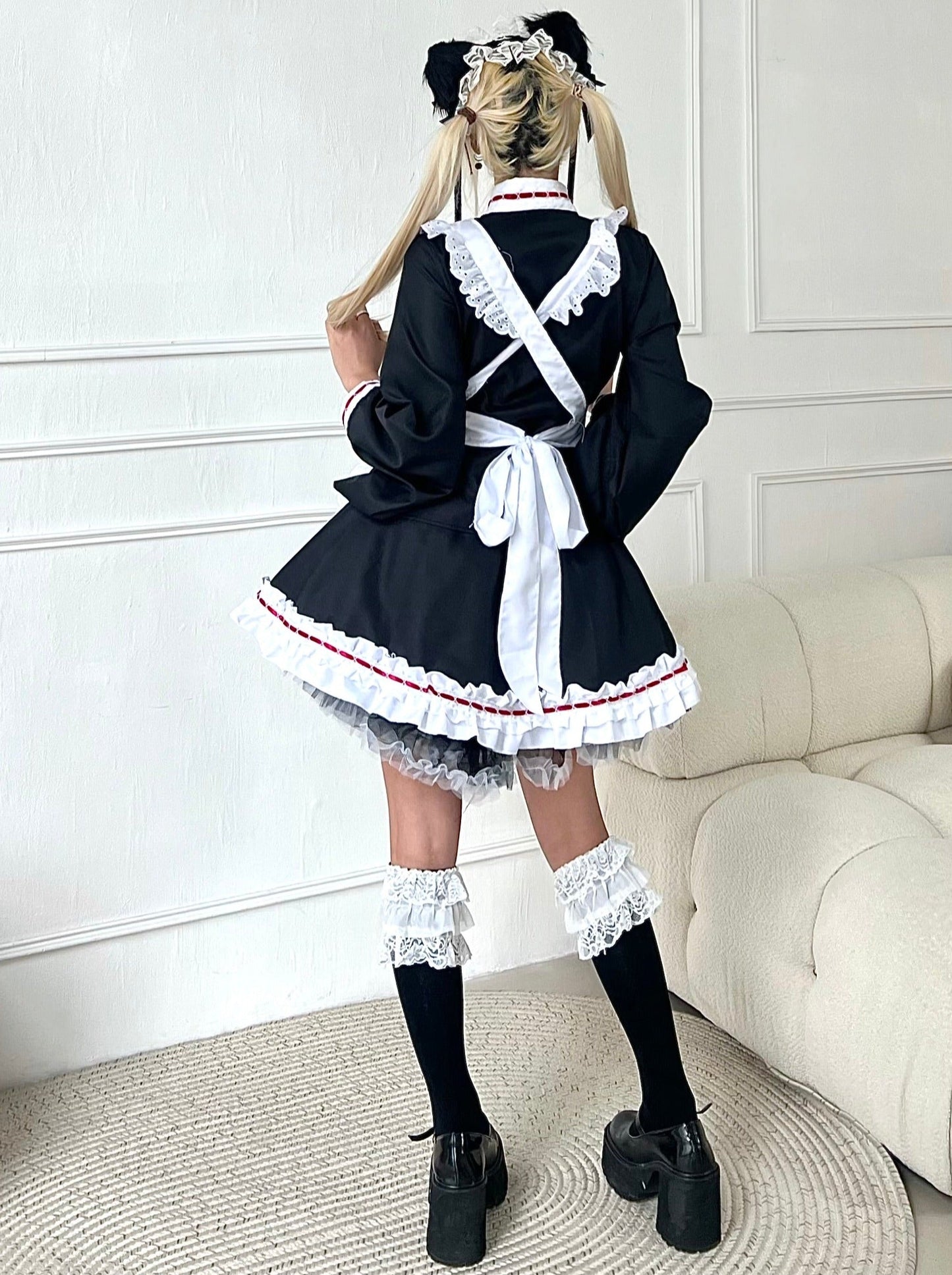 Dress Monochrome Maid Frilled
