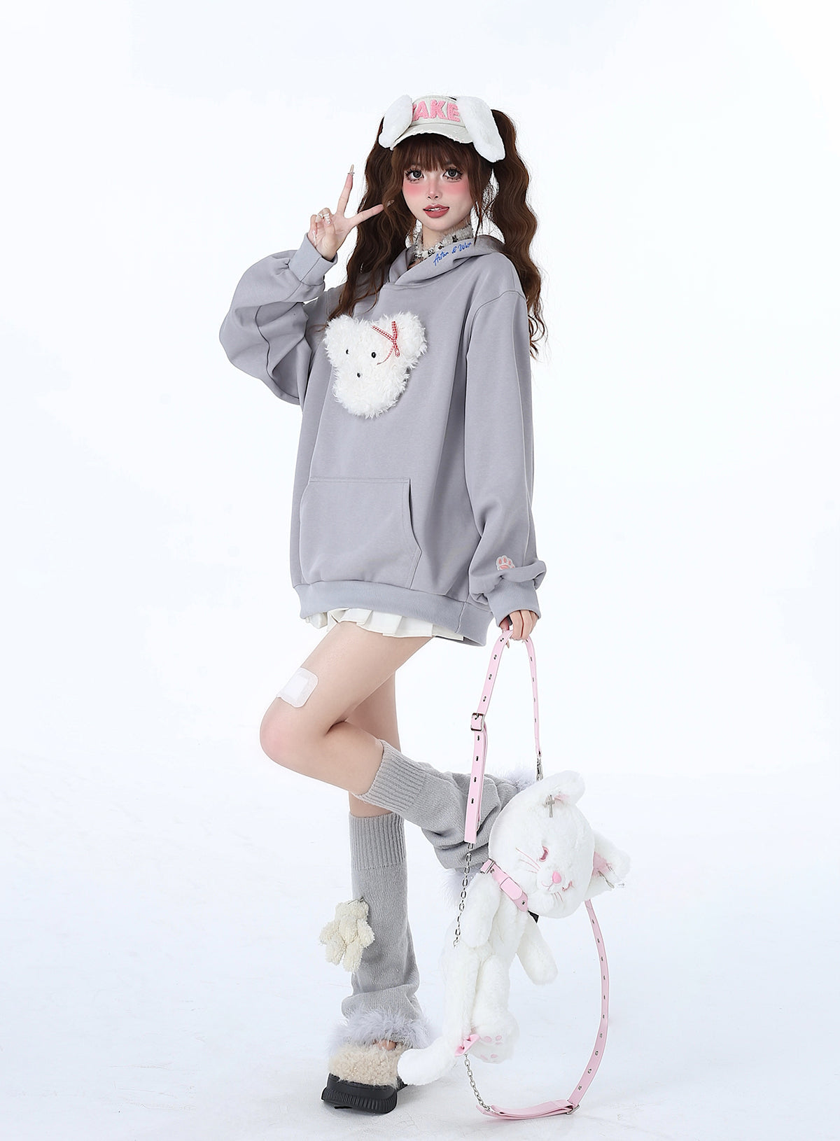 Sweat à capuche couleur pastel lapin Morabito Loose