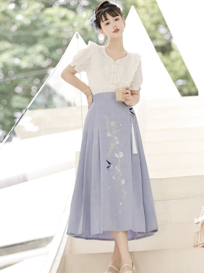Summer Pleated Skirt Retro Ruffle Top Design China