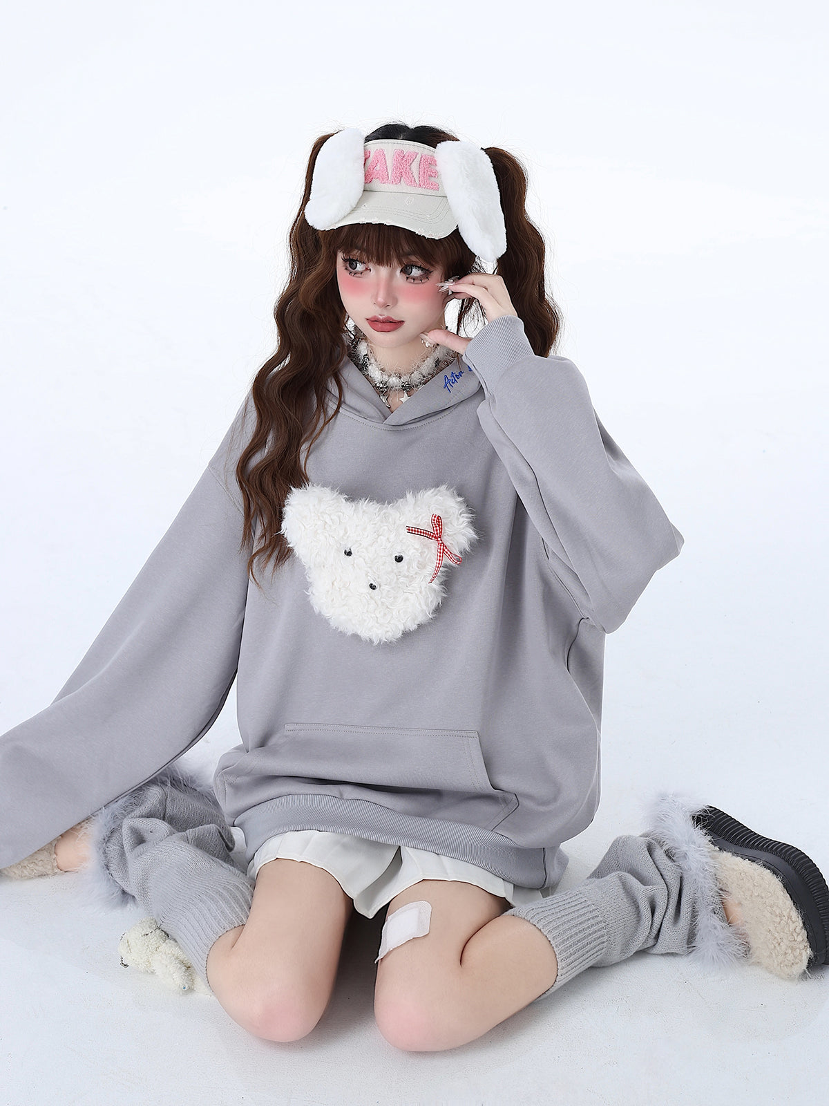Sweat à capuche couleur pastel lapin Morabito Loose