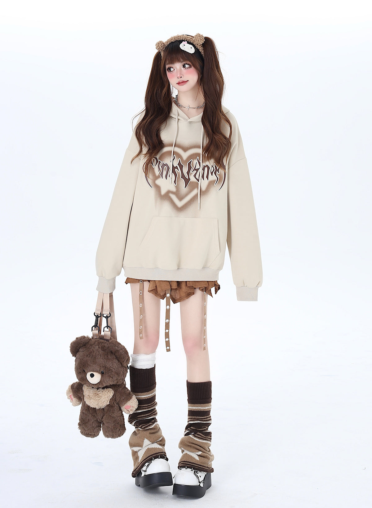 Sweat à capuche surdimensionné avec lettres « Love American »