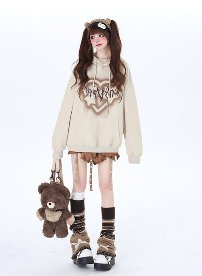 Sweat à capuche surdimensionné avec lettres « Love American »