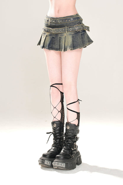 Skirt Pleated Y2K Denim Line