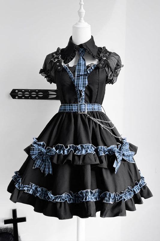 Set Starlight Ruffle Dress Check Night