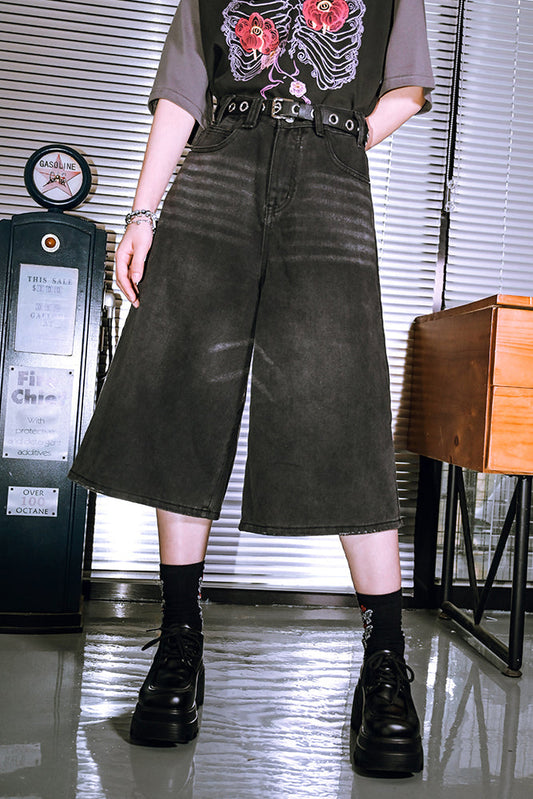 pants half ash Black denim