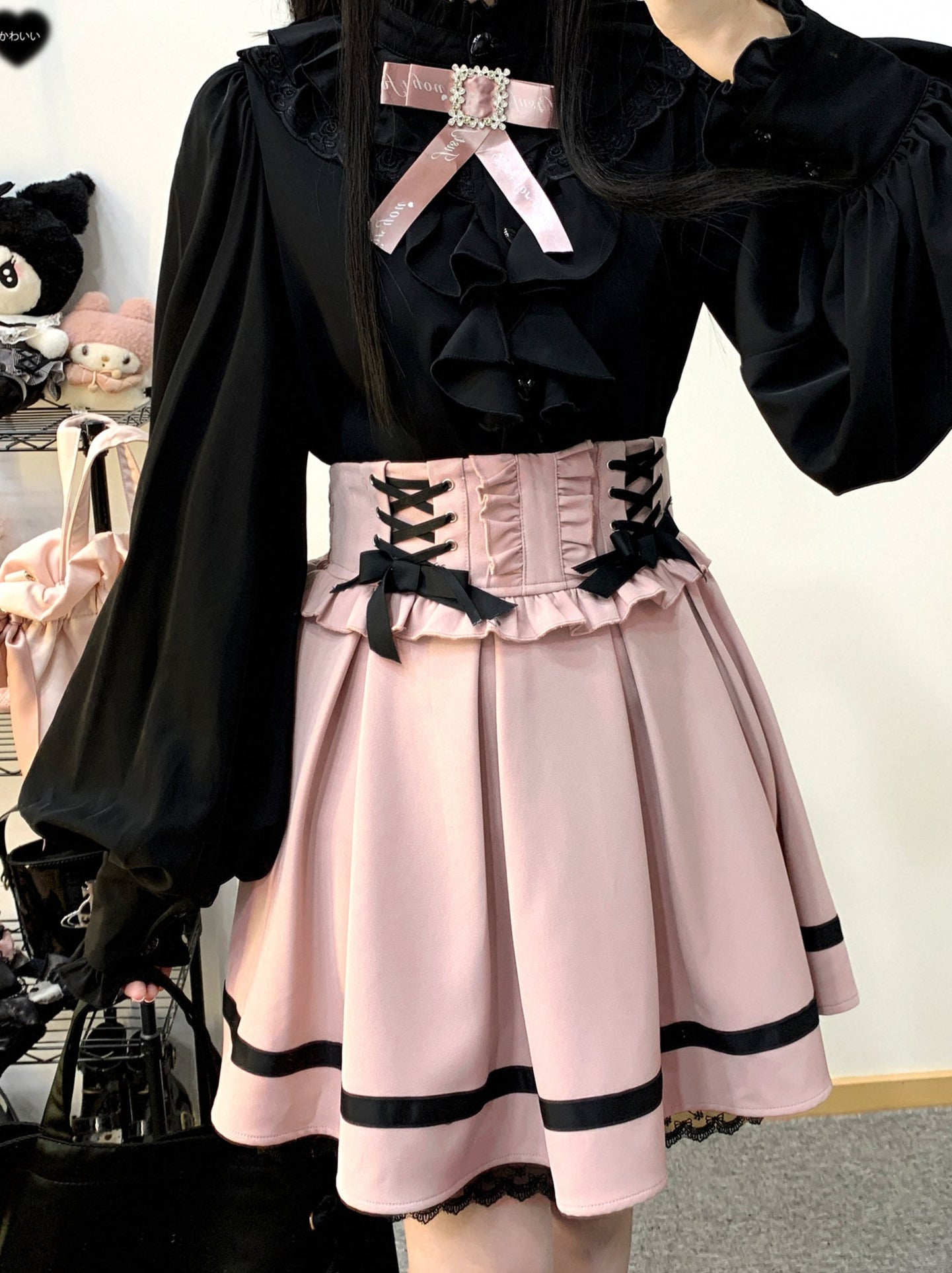 レースアップウエストフリルチュカート