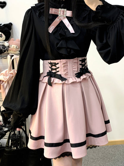 レースアップウエストフリルチュカート