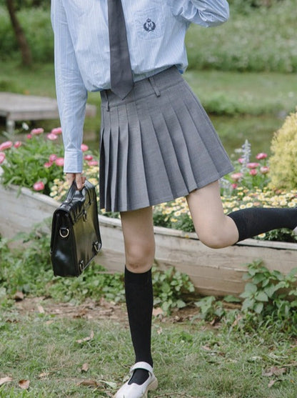 College + Style Pleated Skirt Tie Blouse Blazer