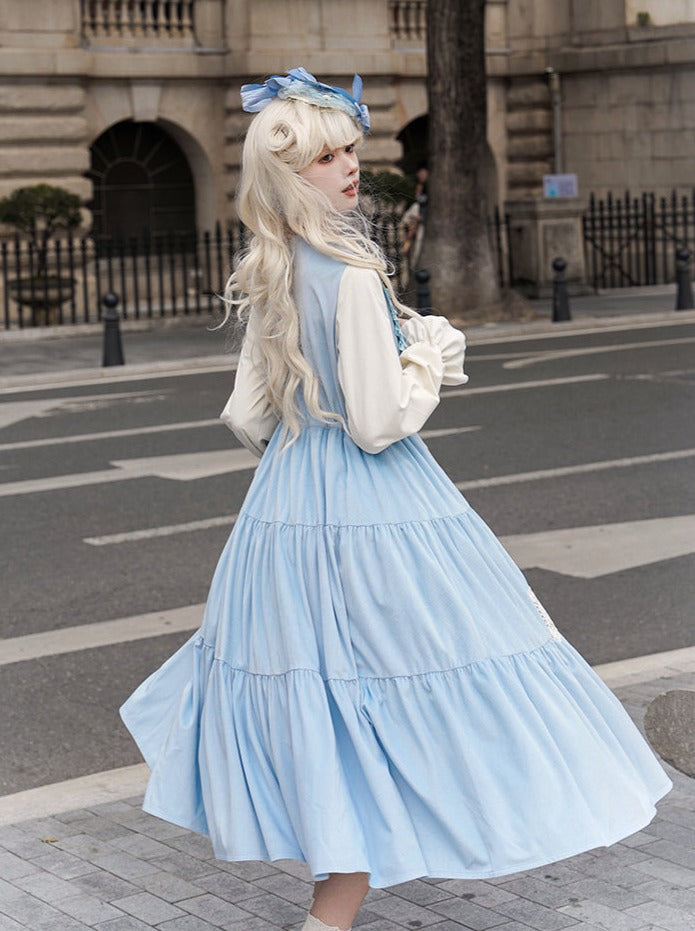 Faux Lolita Kula Two-Piece Flower Embroidery Dress
