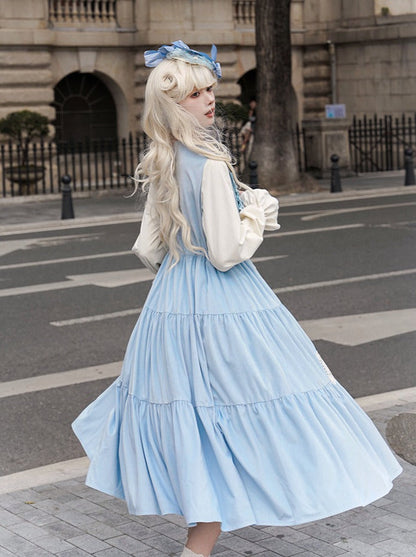 Faux Lolita Kula Two-Piece Flower Embroidery Dress