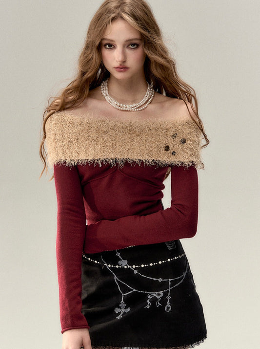Haut slim asymétrique en fourrure