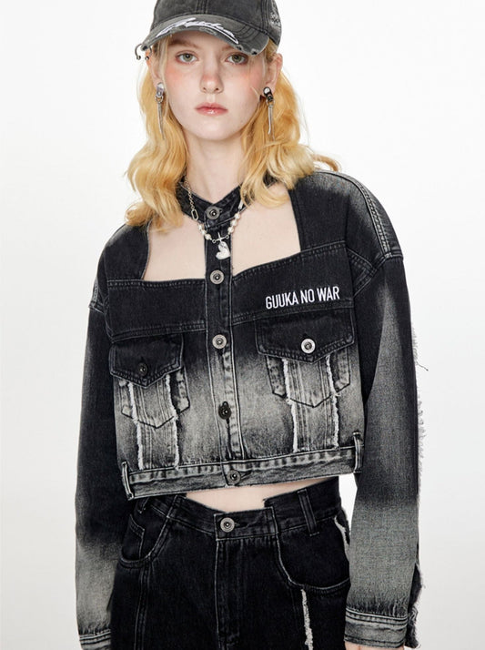 Mode Jacke Denim Gradient Dark Short