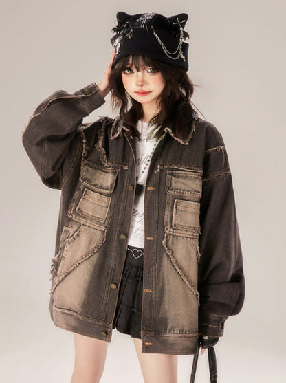 Gradient Street – Schwarze Retro-Jeansjacke