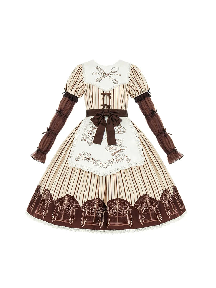 leg brown ribbon tea Afternoon apron warmers dress
