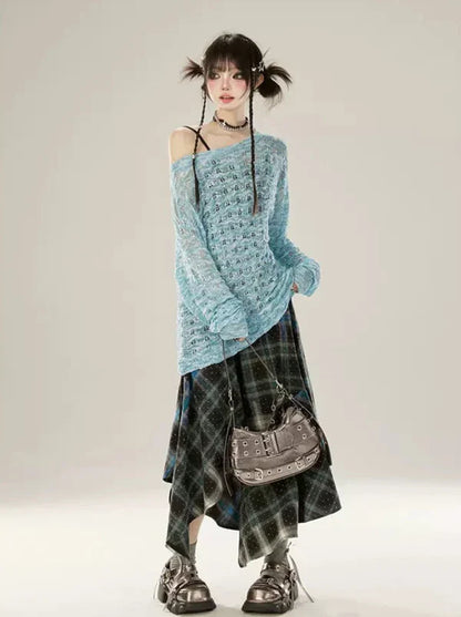 Kontrastierender Farbverlauf Unregelmäßig karierter Rock