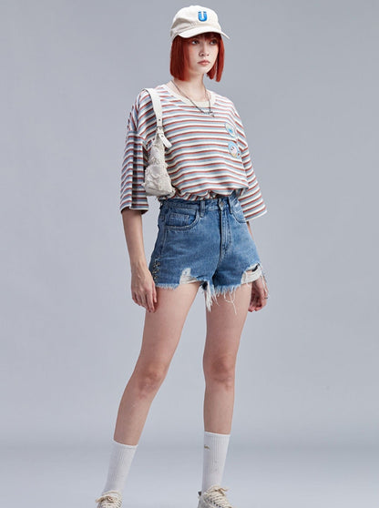 Pop Slim Border Loose T-Shirt
