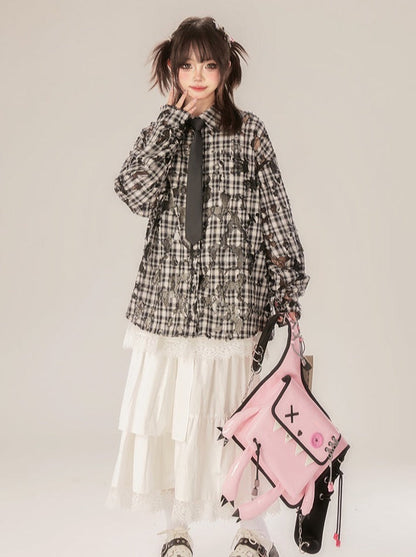 Retro Check Shirt Ripped