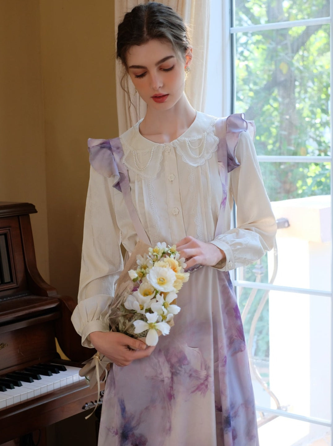 White Blouse Retro Moonlight